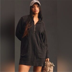 Daily Practice by Anthropologie Meru Zip-Front Mini Dress – Size S | Charcoal